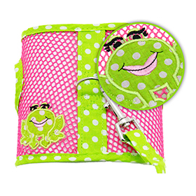 Cool Mesh Dog Harness Under the Sea Collection  Frog Green Dot and Pink: DD-60971