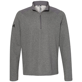 Adidas - Heathered Quarter-Zip Pullover with Colorblocked Shoulders - A463: AD-A463