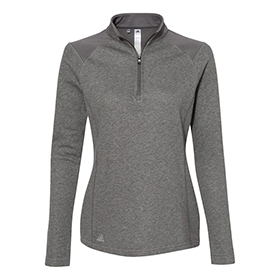 Adidas - Women's Heathered Quarter-Zip Pullover with Colorblocked Shoulders - A464: AD-A464