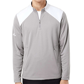 Adidas - Textured Mixed Media Quarter-Zip Pullover - A532: AD-A532