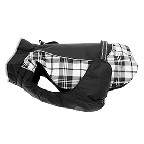 Alpine AllWeather Dog Coat  Black and White Plaid: DD-65164