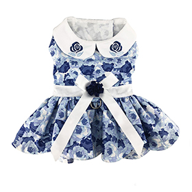 Blue Rose Harness Dress with Matching Leash: DD-78466