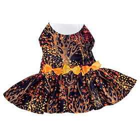 Fall Leaves Harness Dress With Matching Leash: DD-78543