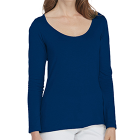 Delta Platinum Ladies CVC Long Sleeve Scoop Neck Tee: DE-P507C