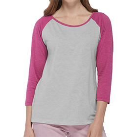 Delta Platinum Ladies 3/4 Sleeve Raglan Tee: DE-P508T