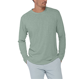 Delta Platinum Adult Slub Long Sleeve Crew Neck Tee: DE-P603S