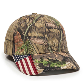 Outdoor Cap Structured Camo Hat with US Flag Visor Insert: OU-CWF305