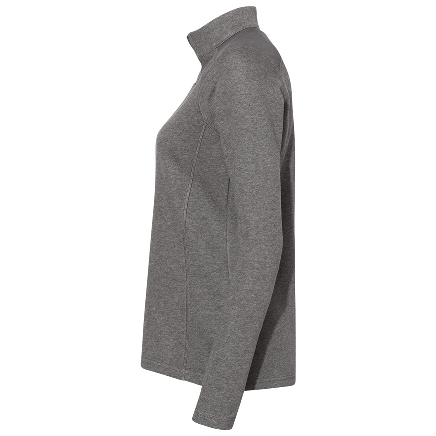 Adidas - Women's Heathered Quarter-Zip Pullover with Colorblocked Shoulders - A464: AD-A464V1
