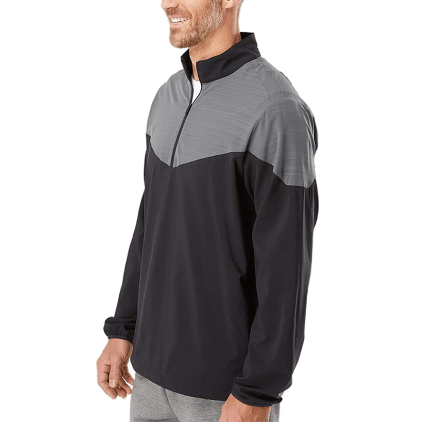 Adidas - Heather Chevron Quarter-Zip Wind Pullover - A546: AD-A546V1