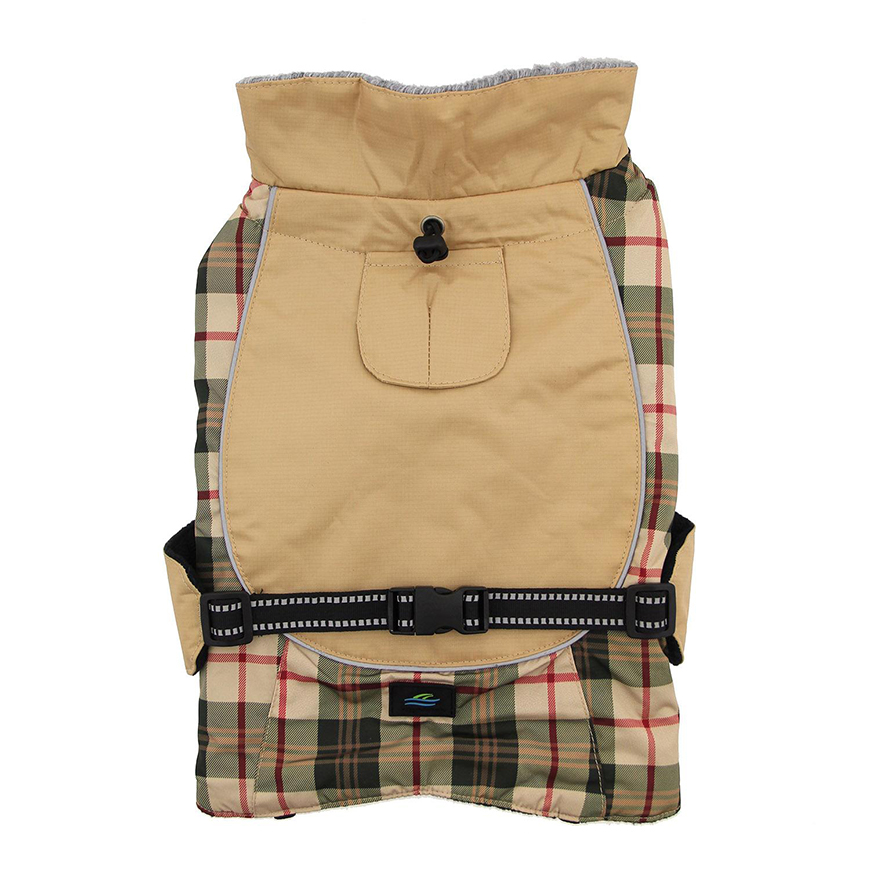 Alpine AllWeather Dog Coat  Beige Plaid: DD-65167V3