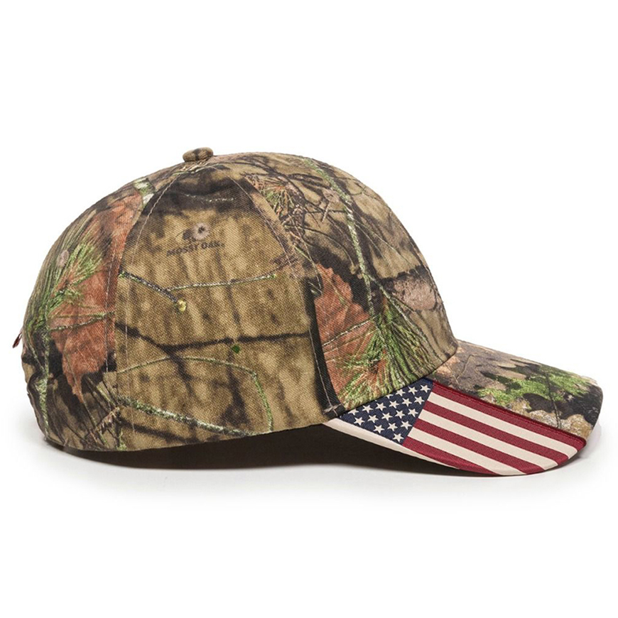 Outdoor Cap Structured Camo Hat with US Flag Visor Insert: OU-CWF305V1